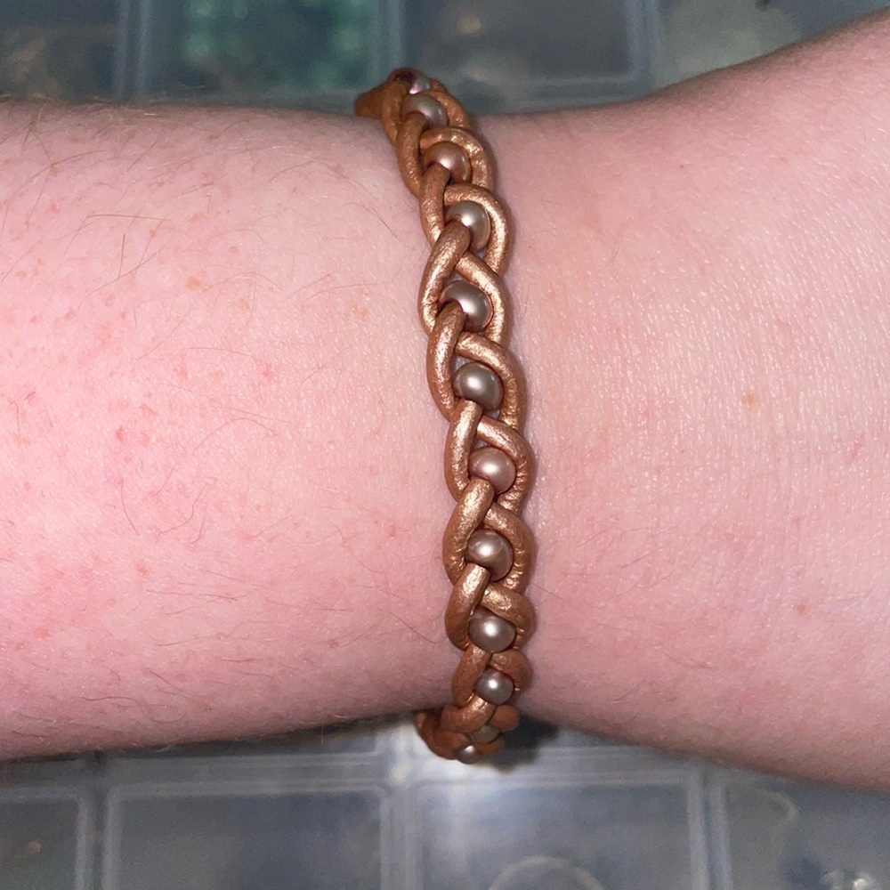 Rose gold rope pearl bracelet